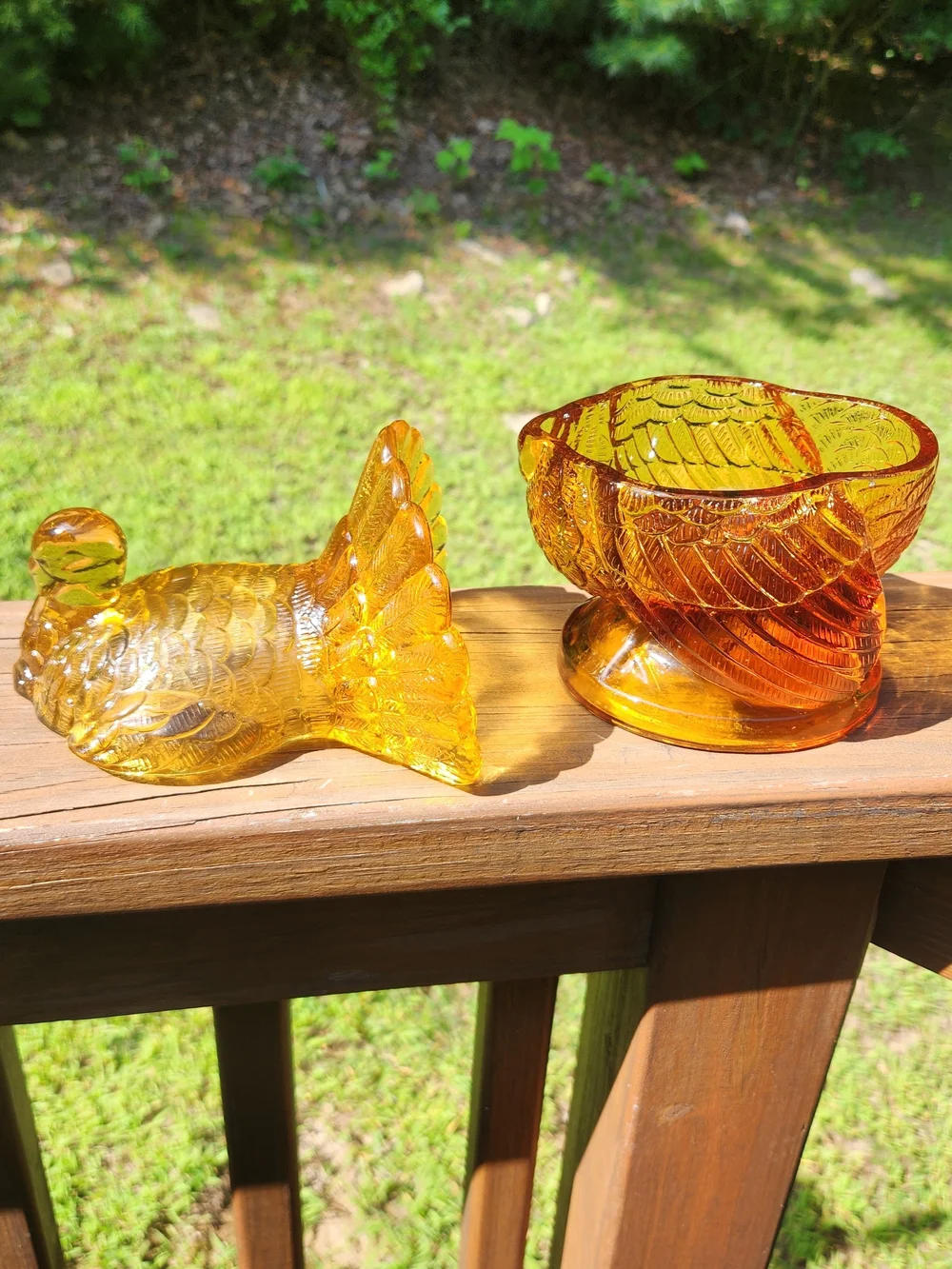Williams Sonoma Amber Glass Turkey Candy Dish with Lid